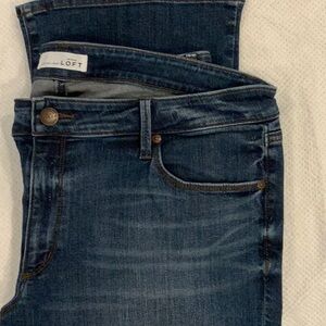 Ann Taylor Loft whisker and distressed curvy boot cut jeans